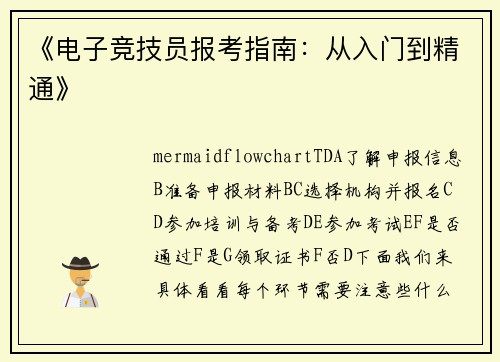 《电子竞技员报考指南：从入门到精通》